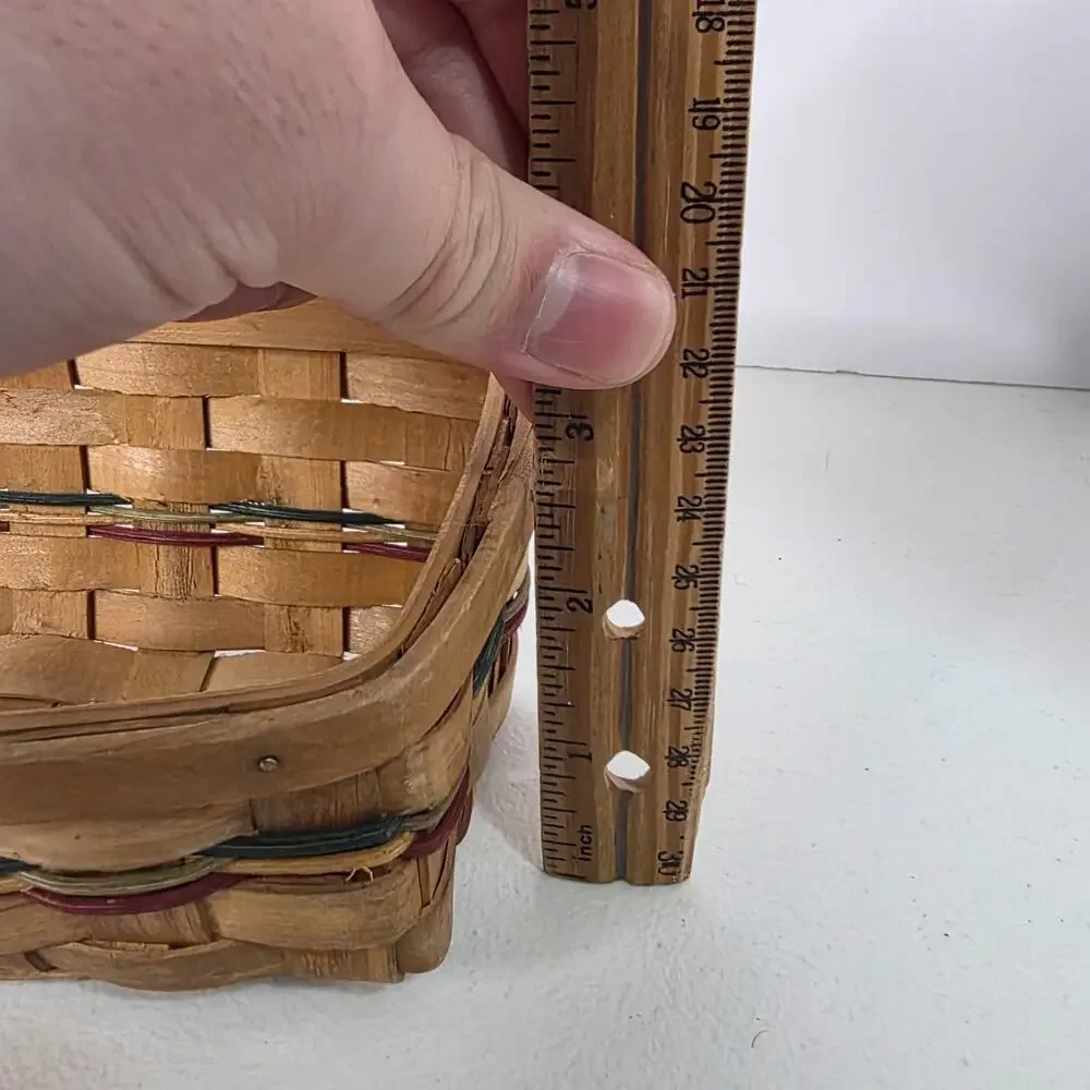 Woven Rectangular Basket Wood Splint Storage Organizer Wall Farmhouse Decor